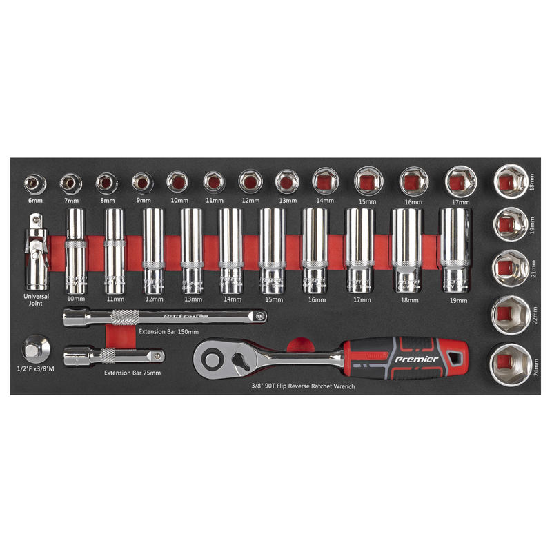 Sealey TBT41 Premier Socket Set with Tool Tray 3/8"Sq Drive 32pc - additional view 7