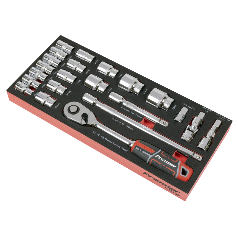Sealey TBT42 Premier Socket Set with Tool Tray 1/2"Sq Drive 22pc - additional view 2
