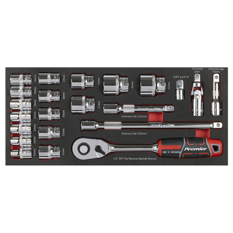 Sealey TBT42 Premier Socket Set with Tool Tray 1/2"Sq Drive 22pc - additional view 3