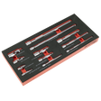 Sealey TBT44 Premier Wobble Extension Bar Set with Tool Tray 1/4", 3/8" & 1/2"Sq Drive 12pc