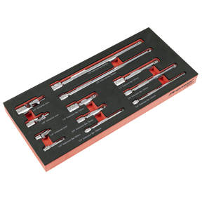 Sealey TBT44 Premier Wobble Extension Bar Set with Tool Tray 1/4", 3/8" & 1/2"Sq Drive 12pc