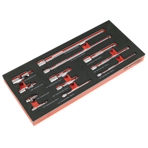 Sealey TBT44 Premier Wobble Extension Bar Set with Tool Tray 1/4", 3/8" & 1/2"Sq Drive 12pc