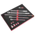 Sealey TBT45 Premier Ratchet, Torque Wrench, Breaker Bar & Socket Adaptor Set with Tool Tray 3/8"Sq & 1/2"Sq Drive 12pc