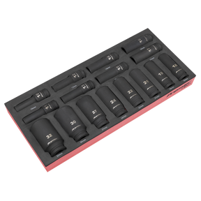 Sealey TBT47 Premier Deep Impact Socket Set with Tool Tray 1/2"Sq Drive 16pc