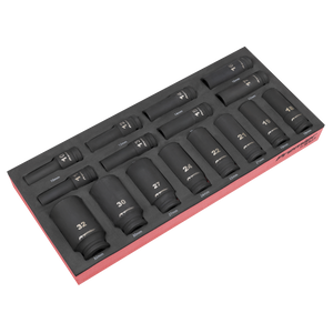 Sealey TBT47 Premier Deep Impact Socket Set with Tool Tray 1/2"Sq Drive 16pc