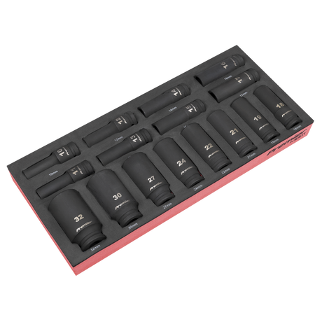 Sealey TBT47 Premier Deep Impact Socket Set with Tool Tray 1/2"Sq Drive 16pc
