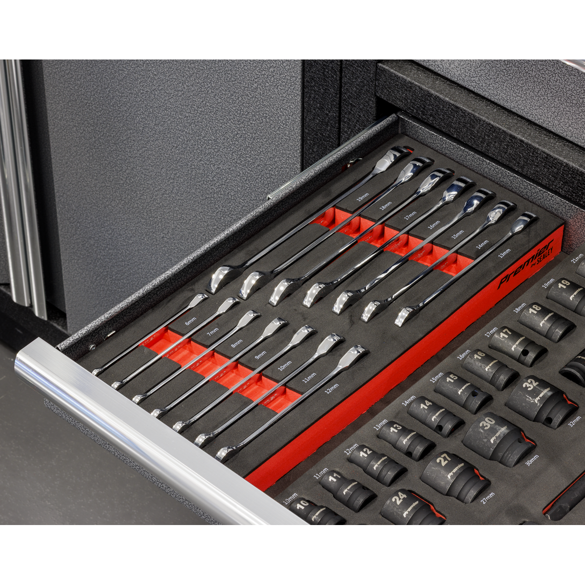 Sealey TBT49 Premier Ratchet Spanner Set with Tool Tray 14pc - additional view 7