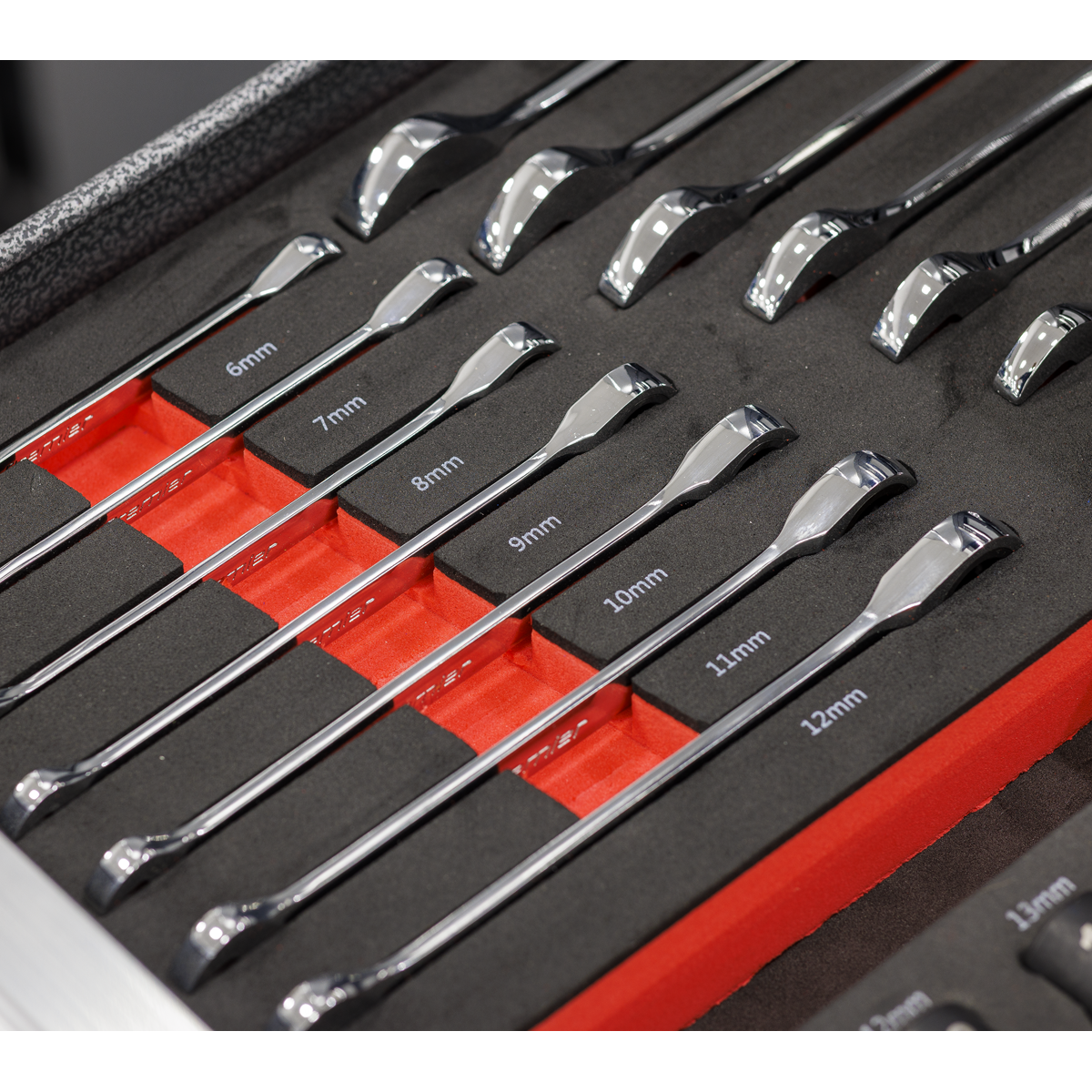 Sealey TBT49 Premier Ratchet Spanner Set with Tool Tray 14pc - additional view 4