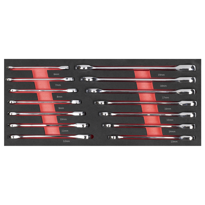 Sealey TBT49 Premier Ratchet Spanner Set with Tool Tray 14pc - additional view 3