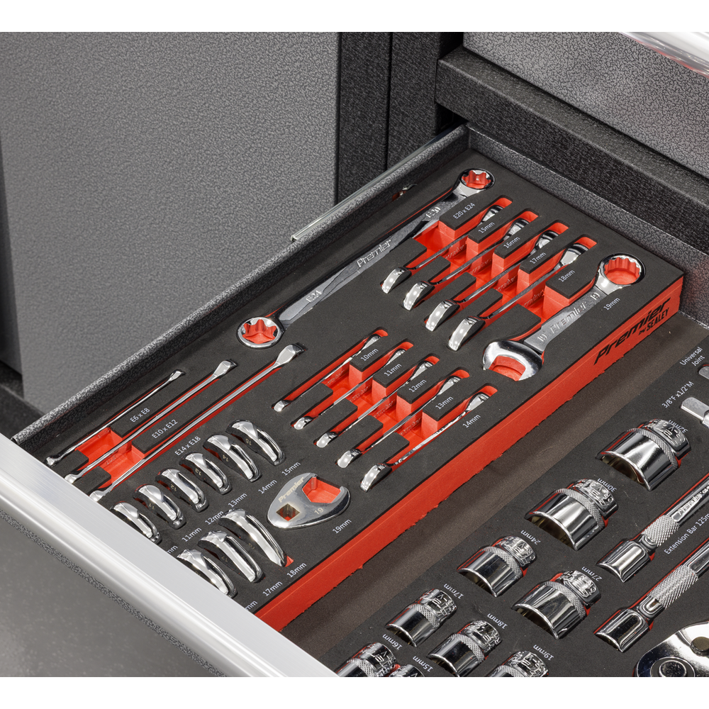 Sealey TBT50 Premier Stubby Combination, TRX-Star* & Crow's Foot Spanner Set with Tool Tray 24pc - additional view 6