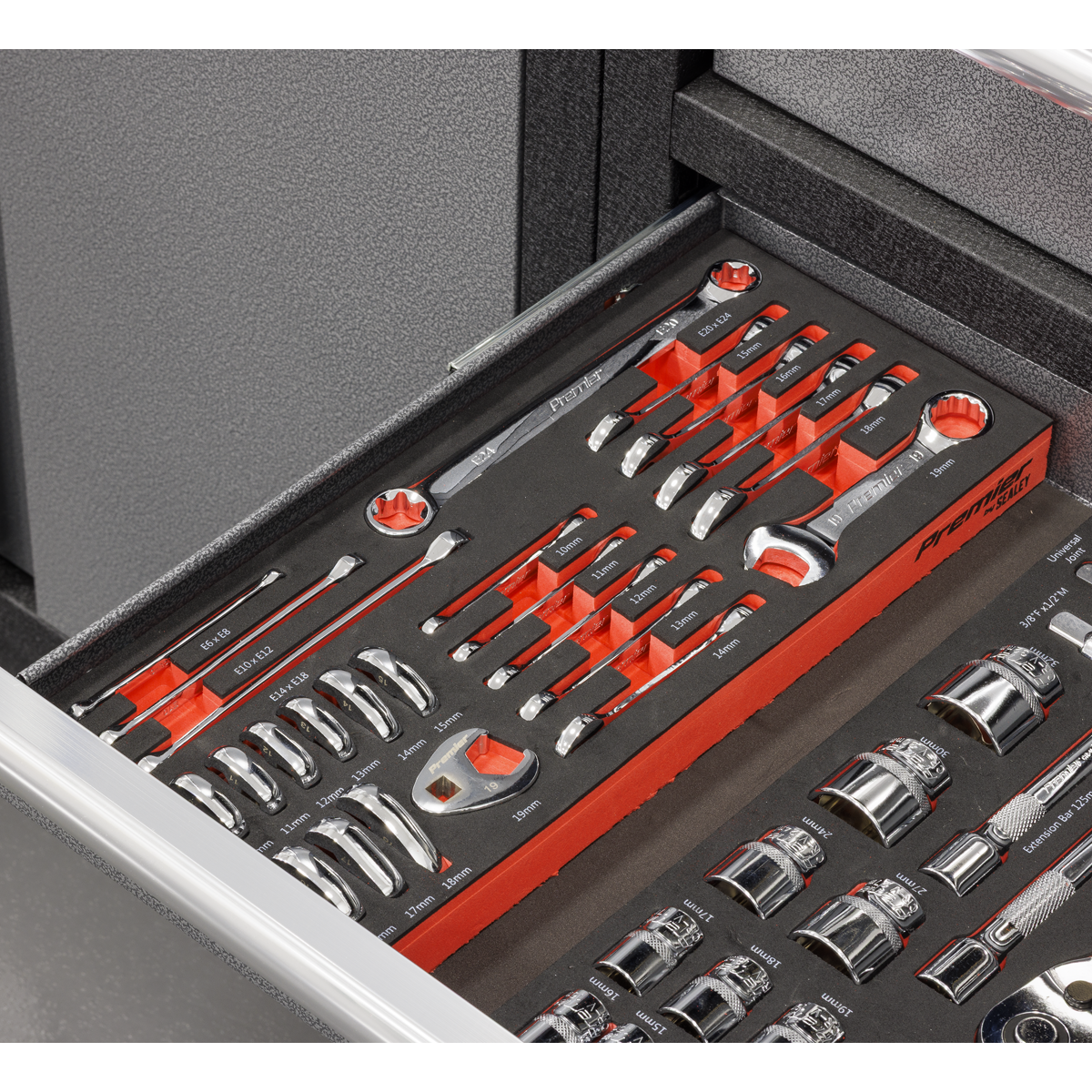 Sealey TBT50 Premier Stubby Combination, TRX-Star* & Crow's Foot Spanner Set with Tool Tray 24pc - additional view 6