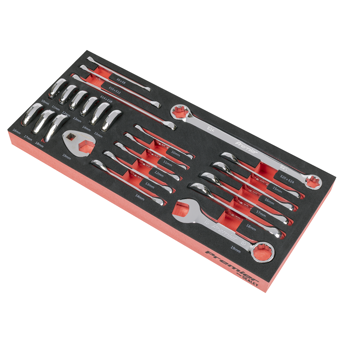 Sealey TBT50 Premier Stubby Combination, TRX-Star* & Crow's Foot Spanner Set with Tool Tray 24pc - additional view 2