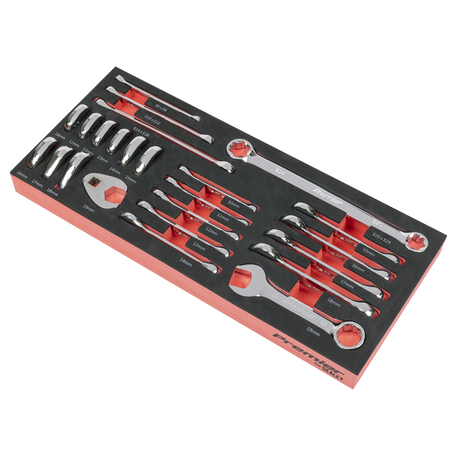 Sealey TBT50 Premier Stubby Combination, TRX-Star* & Crow's Foot Spanner Set with Tool Tray 24pc - additional view 2