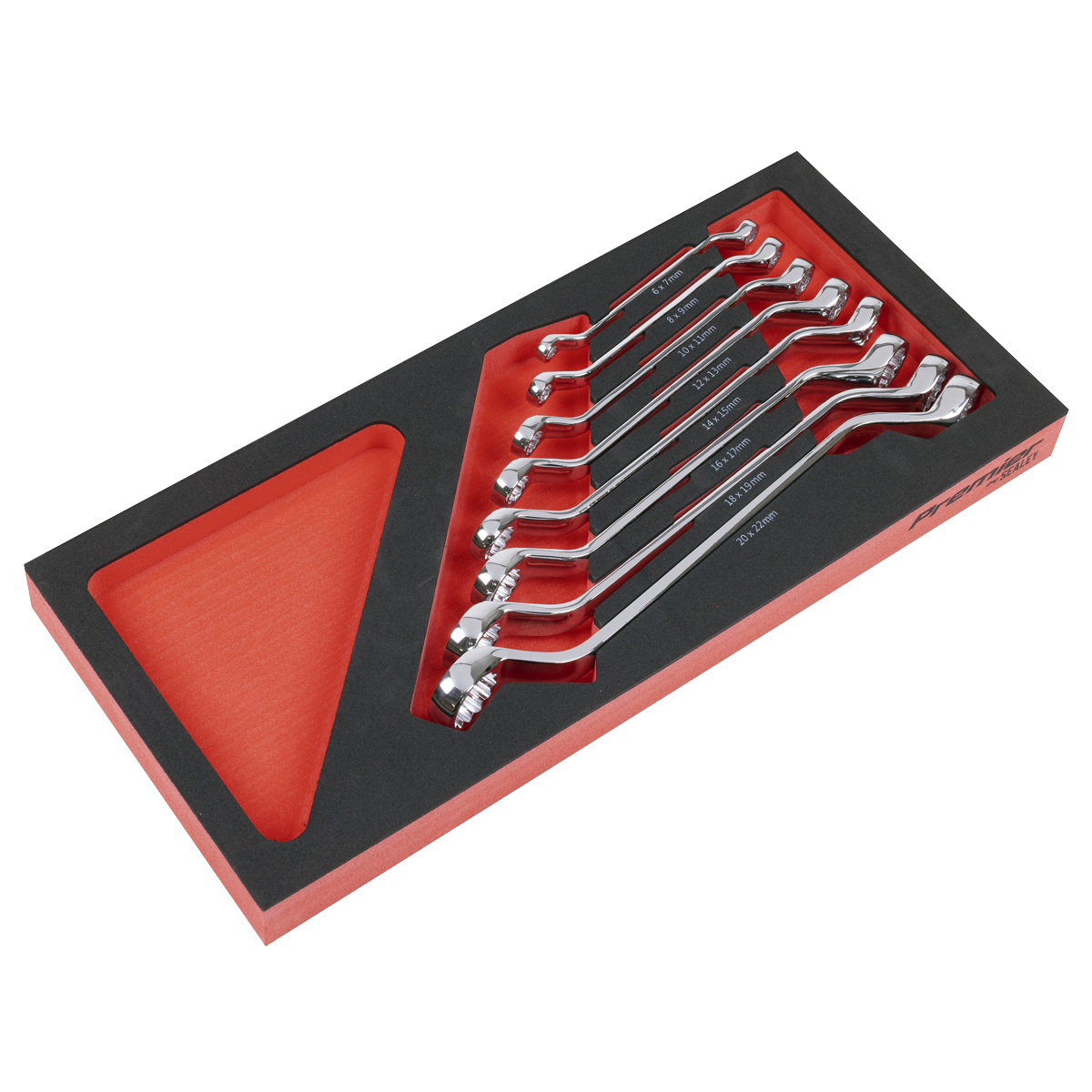 Sealey TBT51 Premier Deep Offset Spanner Set with Tool Tray 8pc