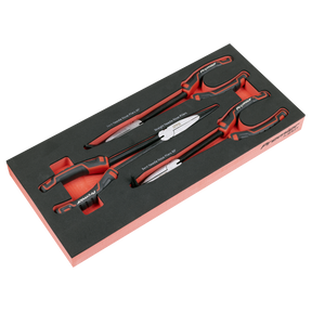 Sealey TBT58 Premier Long Needle Nose Pliers Set with Tool Tray 3pc
