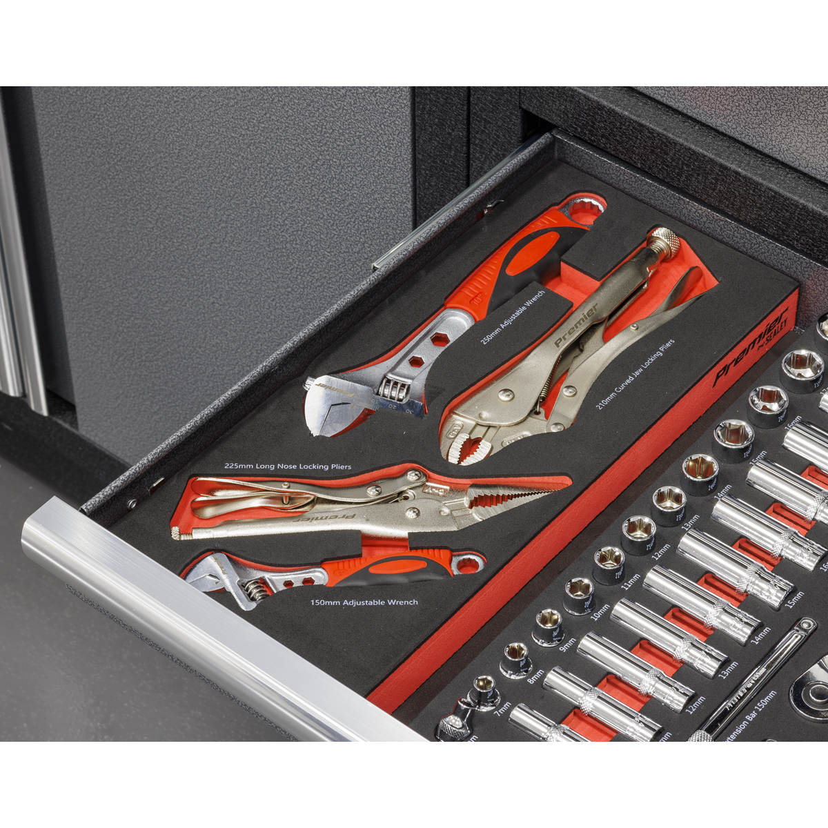 Sealey TBT59 Premier Locking Pliers & Adjustable Wrench Set with Tool Tray 4pc - additional view 7