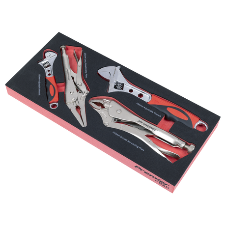 Sealey TBT59 Premier Locking Pliers & Adjustable Wrench Set with Tool Tray 4pc - additional view 2
