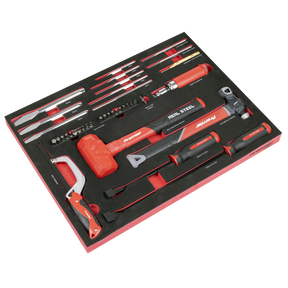 Sealey TBT66 Premier Striking, Pry Bar, Hacksaw & Impact Screwdriver Set with Tool Tray 39pc