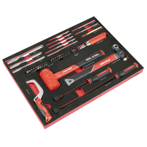 Sealey TBT66 Premier Striking, Pry Bar, Hacksaw & Impact Screwdriver Set with Tool Tray 39pc