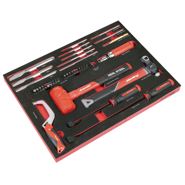 Sealey TBT66 Premier Striking, Pry Bar, Hacksaw & Impact Screwdriver Set with Tool Tray 39pc