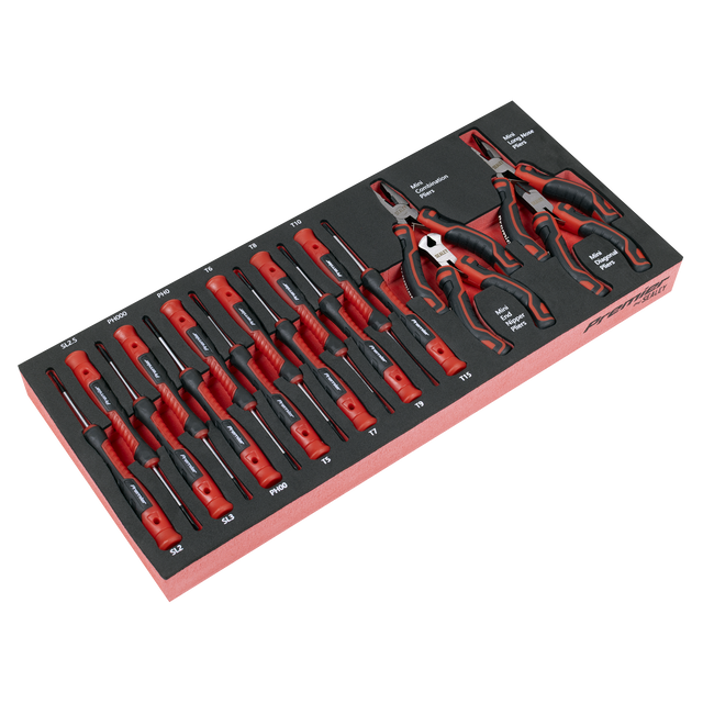 Sealey TBT67 Premier Precision Screwdriver & Mini Pliers Set with Tool Tray 17pc