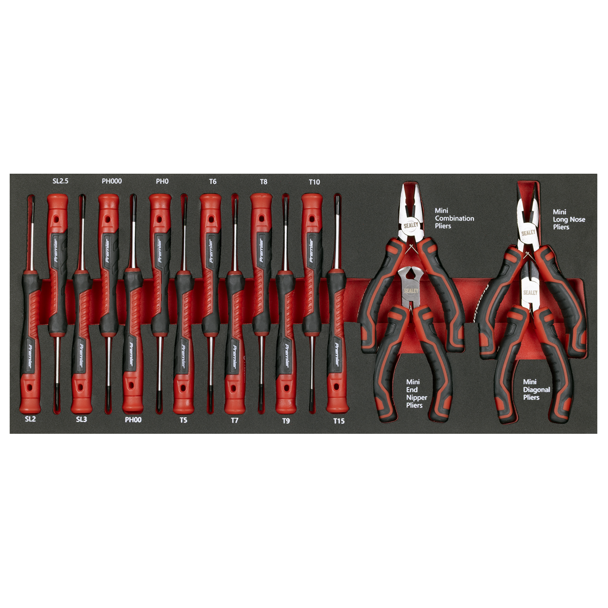 Sealey TBT67 Premier Precision Screwdriver & Mini Pliers Set with Tool Tray 17pc - additional view 3