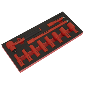 Sealey TBTE01 Premier Insulated Socket Set with Tool Tray 3/8"Sq Drive 11pc - VDE Approved