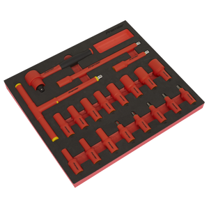Sealey TBTE02 Premier Insulated Socket Set with Tool Tray 3/8"Sq Drive 20pc - VDE Approved