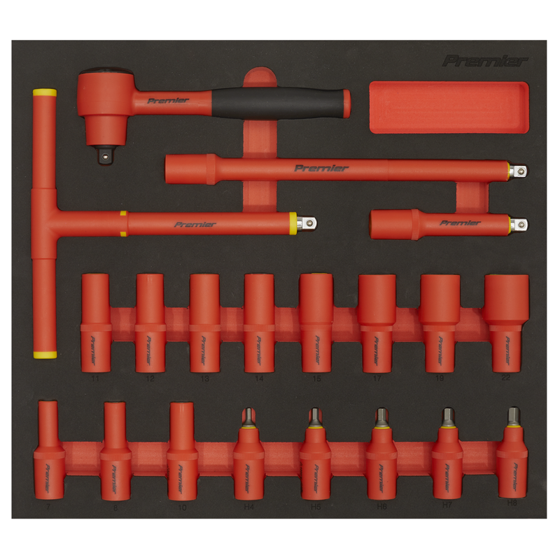 Sealey TBTE02 Premier Insulated Socket Set with Tool Tray 3/8"Sq Drive 20pc - VDE Approved - additional view 3