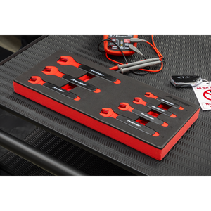 Sealey TBTE03 Premier Insulated Open-End Spanner Set with Tool Tray 7pc - VDE Approved - additional view 3