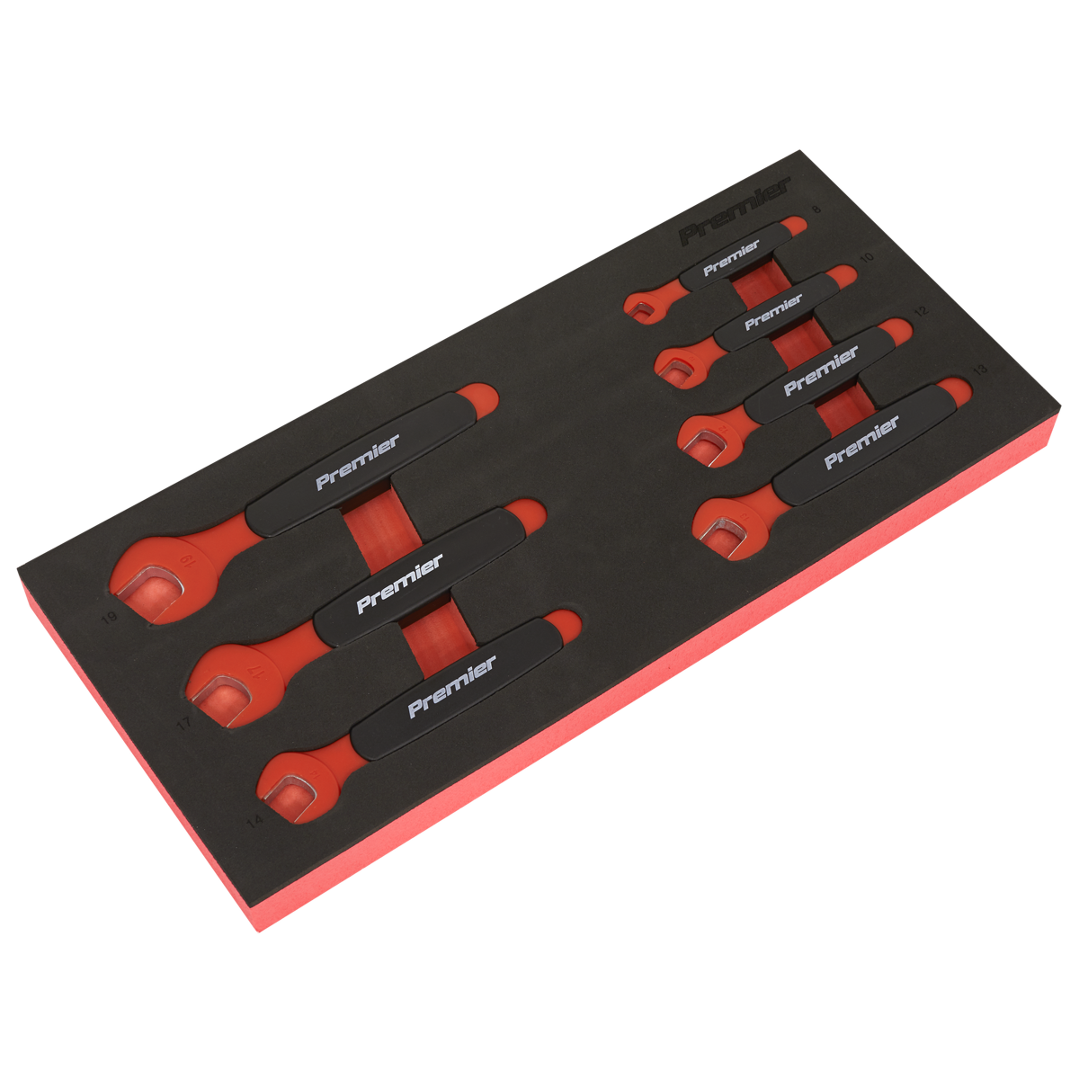 Sealey TBTE03 Premier Insulated Open-End Spanner Set with Tool Tray 7pc - VDE Approved