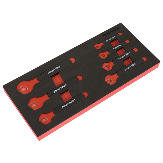Sealey TBTE03 Premier Insulated Open-End Spanner Set with Tool Tray 7pc - VDE Approved
