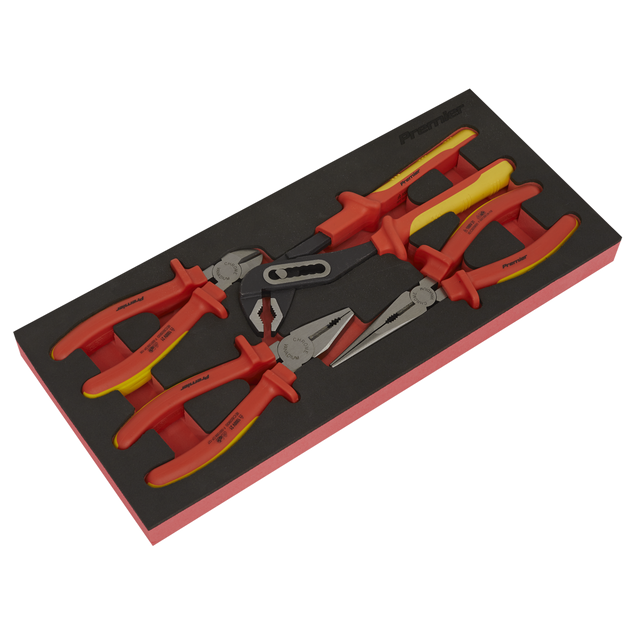 Sealey TBTE07 Premier Insulated Pliers Set with Tool Tray 4pc - VDE Approved