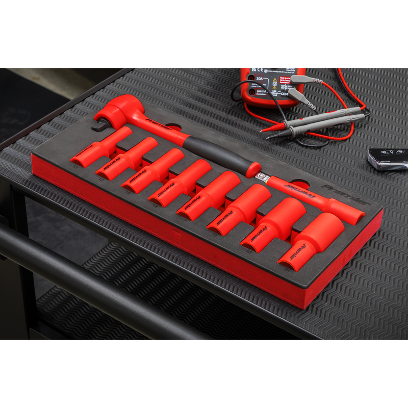 Sealey TBTE11 Premier Insulated Socket Set with Tool Tray 1/2"Sq Drive 10pc - VDE Approved - additional view 5