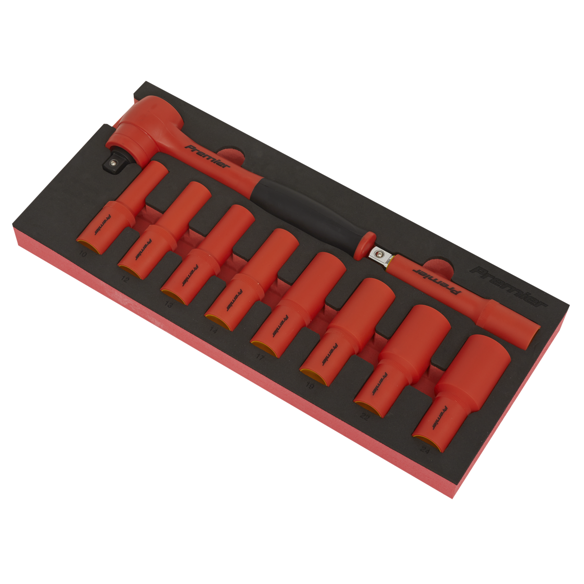 Sealey TBTE11 Premier Insulated Socket Set with Tool Tray 1/2"Sq Drive 10pc - VDE Approved - additional view 7