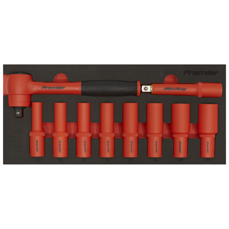 Sealey TBTE11 Premier Insulated Socket Set with Tool Tray 1/2"Sq Drive 10pc - VDE Approved - additional view 8