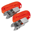 Sealey TD05045E Self-Securing Ratchet Straps 25mm x 4.5m 500kg Breaking Strength - Pair