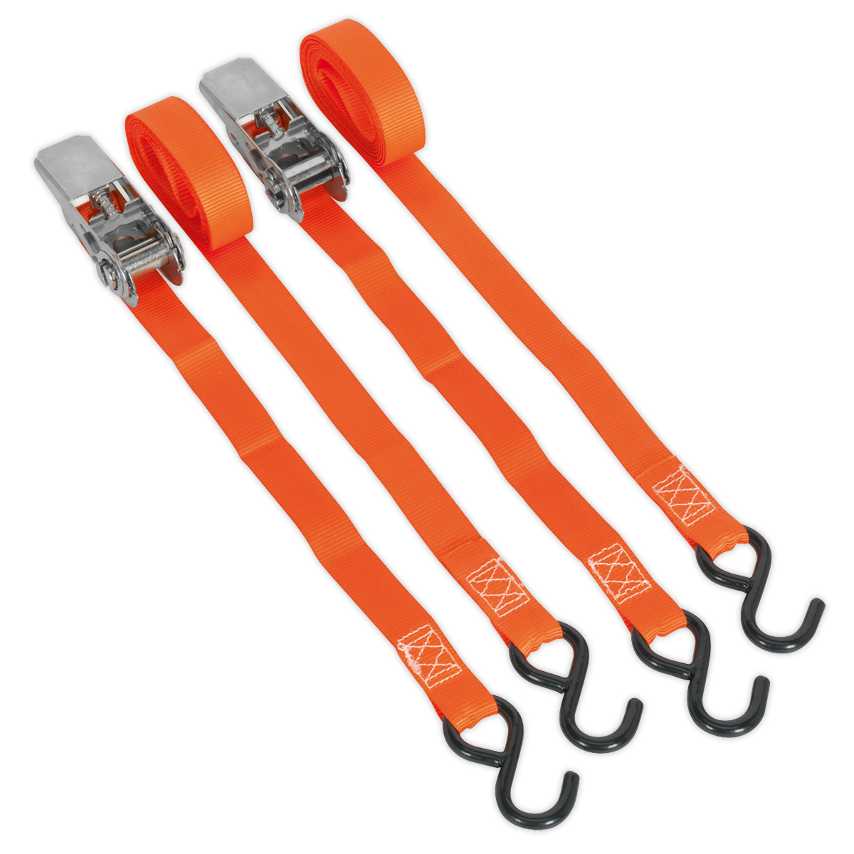 Sealey TD0540S2 Ratchet Straps Polyester Webbing with S-Hooks 25mm x 4m 500kg Breaking Strength - Pair - additional view 3