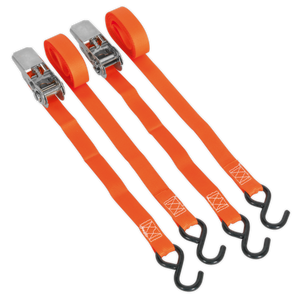 Sealey TD0540S2 Ratchet Straps Polyester Webbing with S-Hooks 25mm x 4m 500kg Breaking Strength - Pair - additional view 3