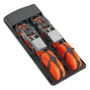 Sealey TD0540S2 Ratchet Straps Polyester Webbing with S-Hooks 25mm x 4m 500kg Breaking Strength - Pair - additional view 2