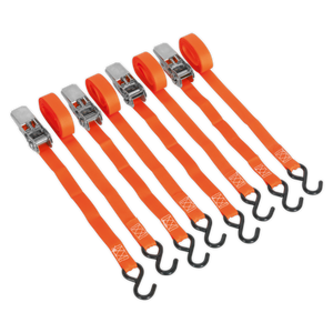 Sealey TD0540S4 Ratchet Straps Polyester Webbing with S-Hooks 25mm x 4m 500kg Breaking Strength - 2 Pairs - additional view 2