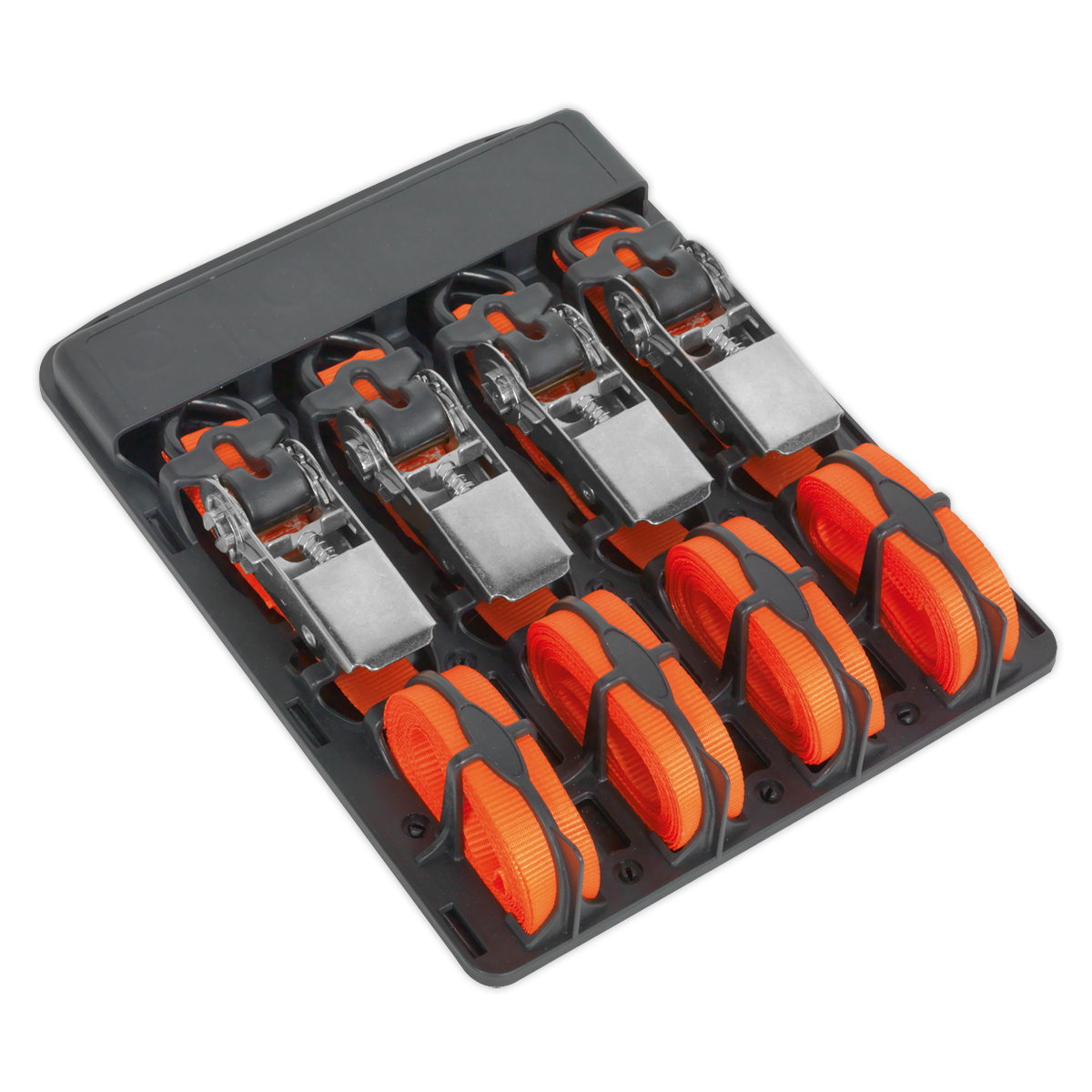 Sealey TD0540S4 Ratchet Straps Polyester Webbing with S-Hooks 25mm x 4m 500kg Breaking Strength - 2 Pairs - additional view 3