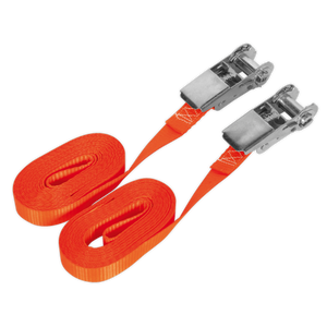Sealey TD08045E Self-Securing Ratchet Straps 25mm x 4.5m 800kg Breaking Strength - Pair - additional view 2