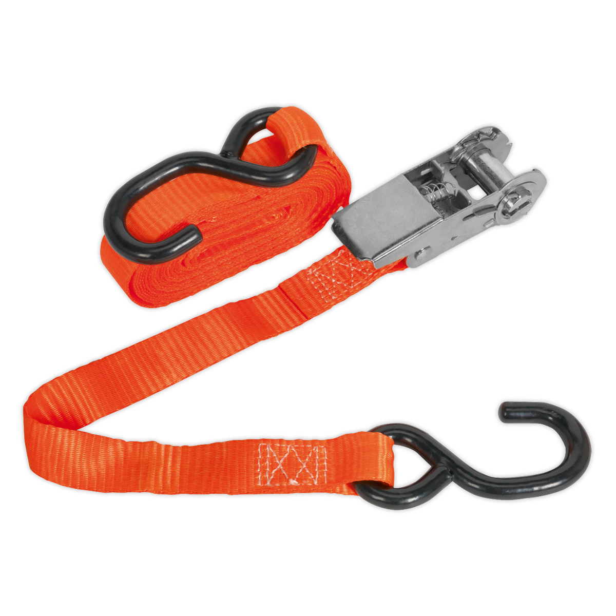 Sealey TD0845S Ratchet Strap Polyester Webbing with S-Hook 25mm x 4.5m 800kg Breaking Strength