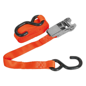 Sealey TD0845S Ratchet Strap Polyester Webbing with S-Hook 25mm x 4.5m 800kg Breaking Strength