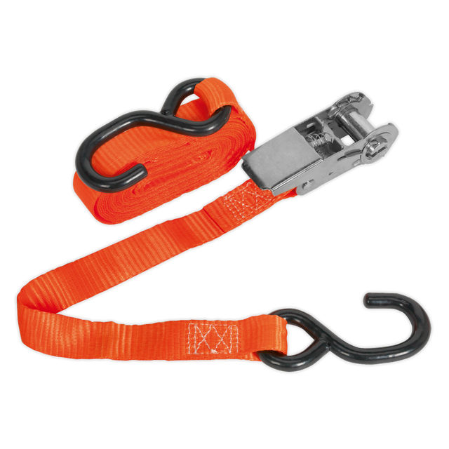 Sealey TD0845S Ratchet Strap Polyester Webbing with S-Hook 25mm x 4.5m 800kg Breaking Strength