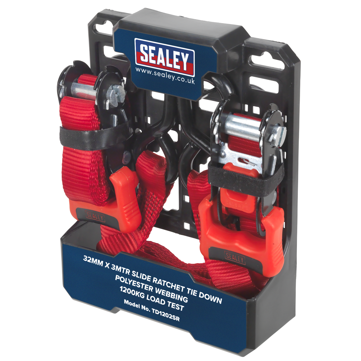 Sealey TD1202SR Slide Ratchet Strap Polyester Webbing with S-Hooks 32mm x 3m 1200kg Breaking Strength - additional view 3