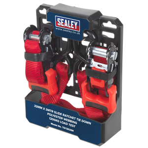 Sealey TD1202SR Slide Ratchet Strap Polyester Webbing with S-Hooks 32mm x 3m 1200kg Breaking Strength - additional view 3