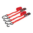 Sealey TD284SD Ratchet Straps Polyester Webbing with S-Hooks 25mm x 4m 800kg Breaking Strength - Pair
