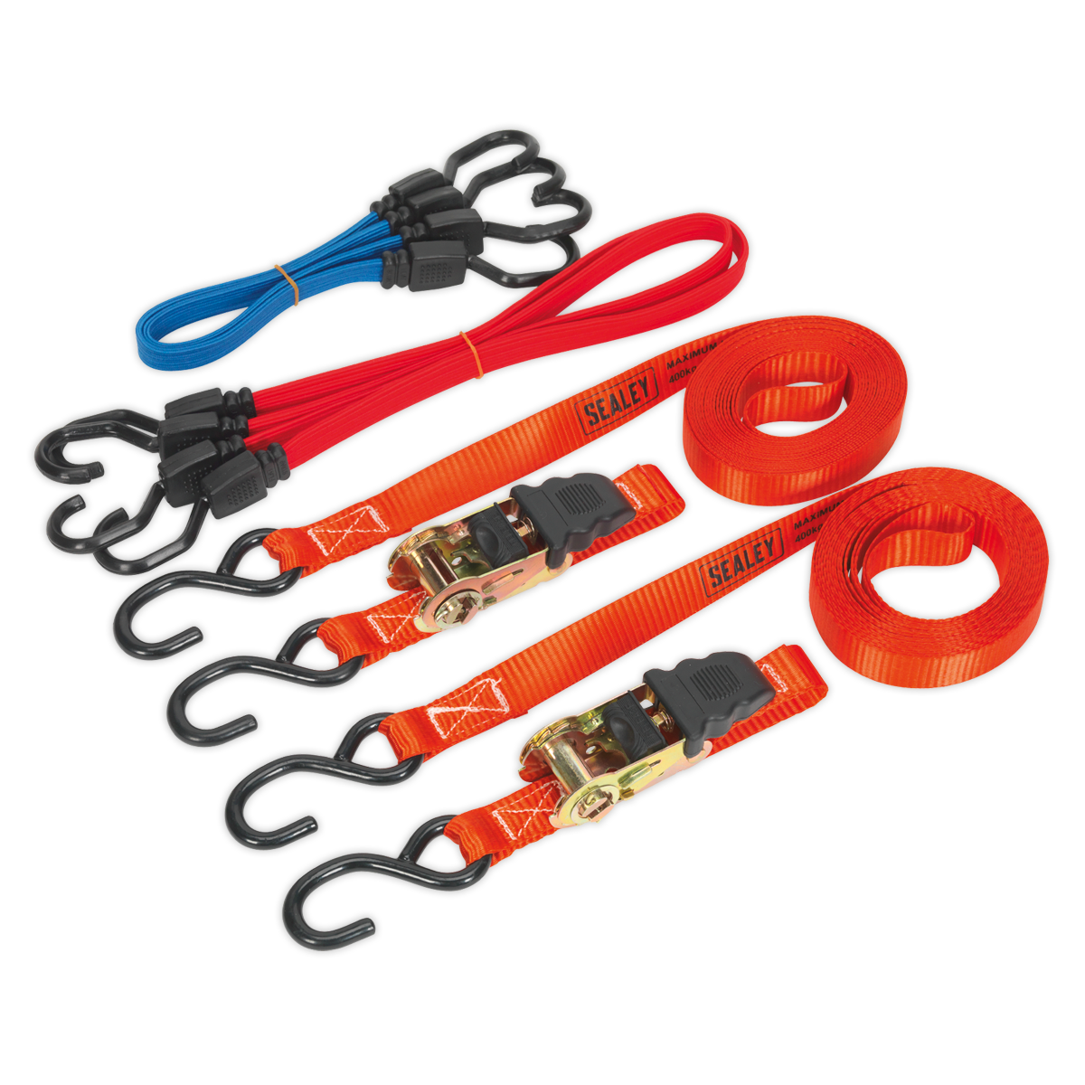 Sealey TD285SBD Ratchet Strap & Bungee Cord Set 6pc